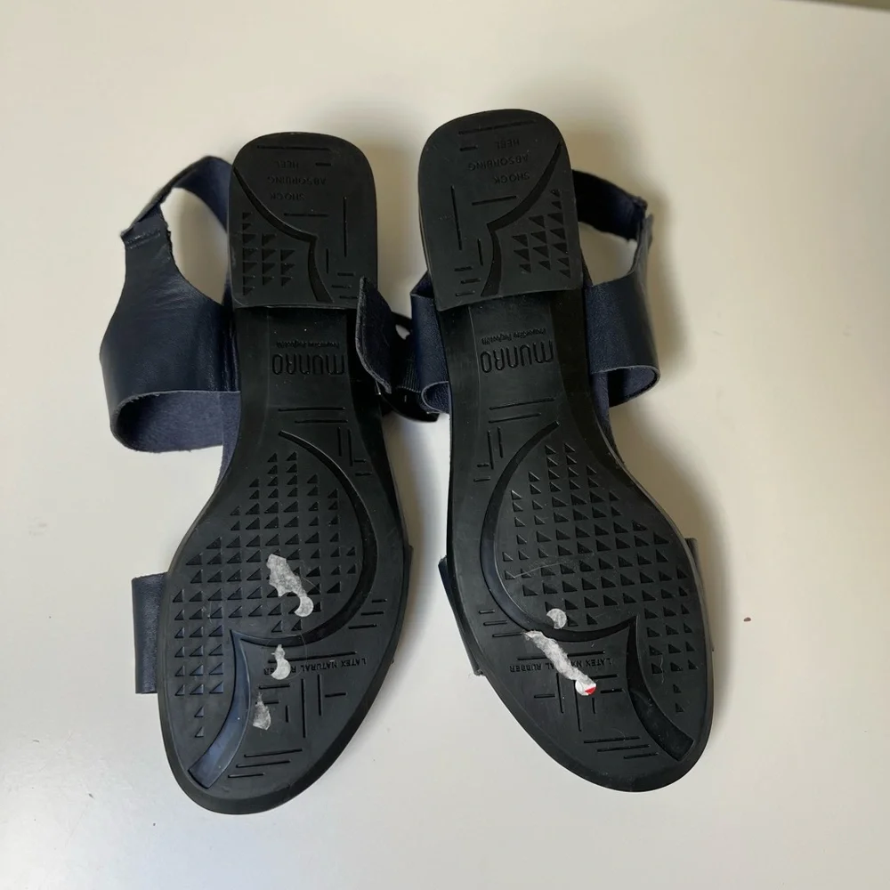 Munro Perfect Fit Cleo Navy‎ Blue Sandals with Buckle Ankle Strap